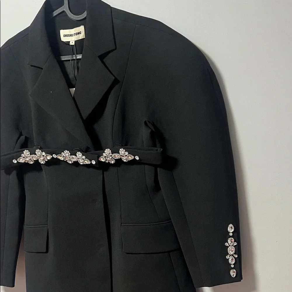 Elegant Black Blazer dress with Crystal Embellishments! - Picture 7 of 16
